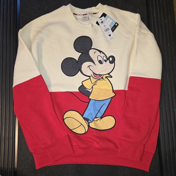 Disney Tops - Disney Men's Mickey Mouse Red and Cream Crewneck Sweater